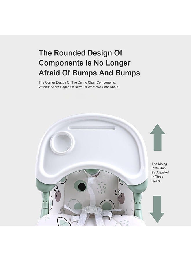 Baby High Chair dining chair multifunctional foldable dining table and chairs removable student backrest desk study chair 52 x 26 x 59cm(green)