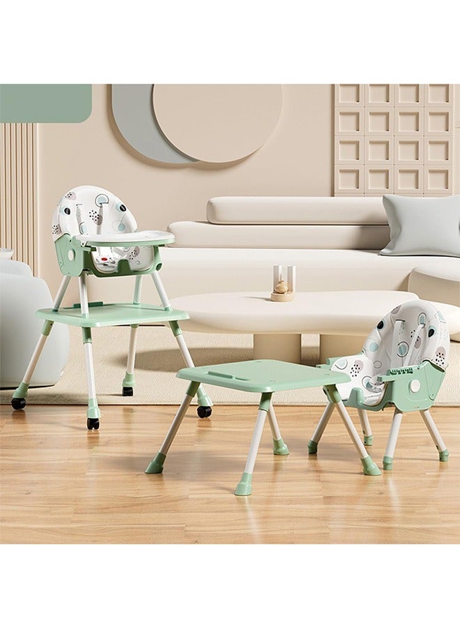 Baby High Chair dining chair multifunctional foldable dining table and chairs removable student backrest desk study chair 52 x 26 x 59cm(green)