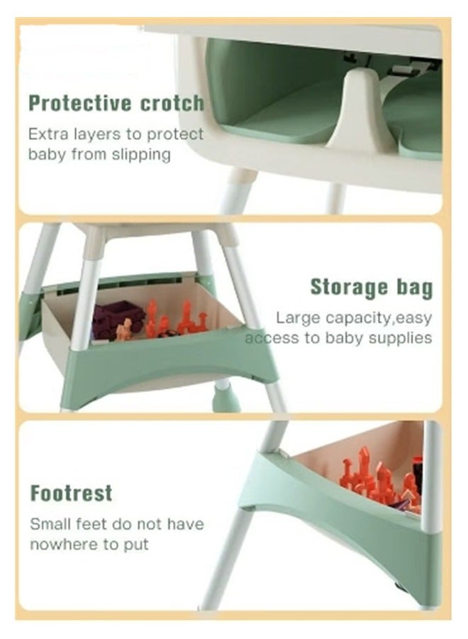 Baby High Chair for Toddlers, Foldable High Chairs with Adjustable Seat Heigh Recline with 4 Wheels and Removable Tray