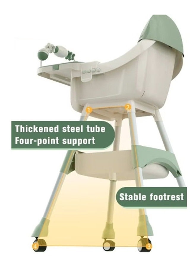 Baby High Chair for Toddlers, Foldable High Chairs with Adjustable Seat Heigh Recline with 4 Wheels and Removable Tray