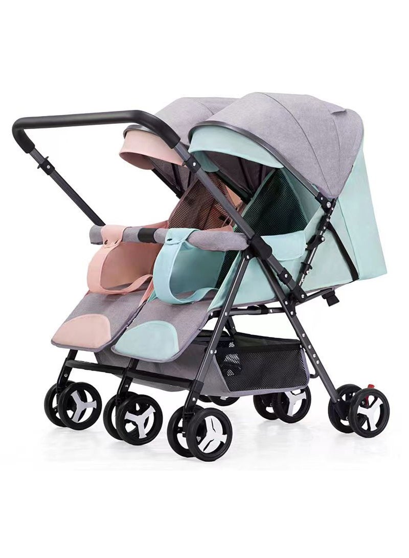 Baby Lightweight Stroller Twin Double Pushchair Travel Stroller With Storage Basket From Birth To 24 Months