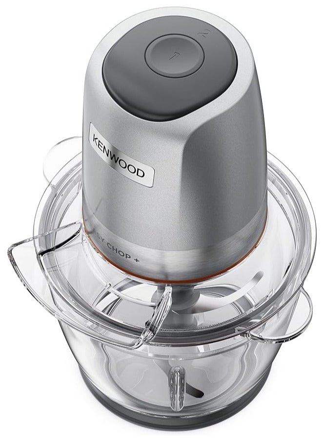 Glass Chopper 500W Electric Food Chopper with 1.2L Glass Bowl (600ml working capacity), Dripper Pro, Quad Blade, Storage Lid, Dual Speed, Spatula, Ice Crush Function CHP62.400SI Silver