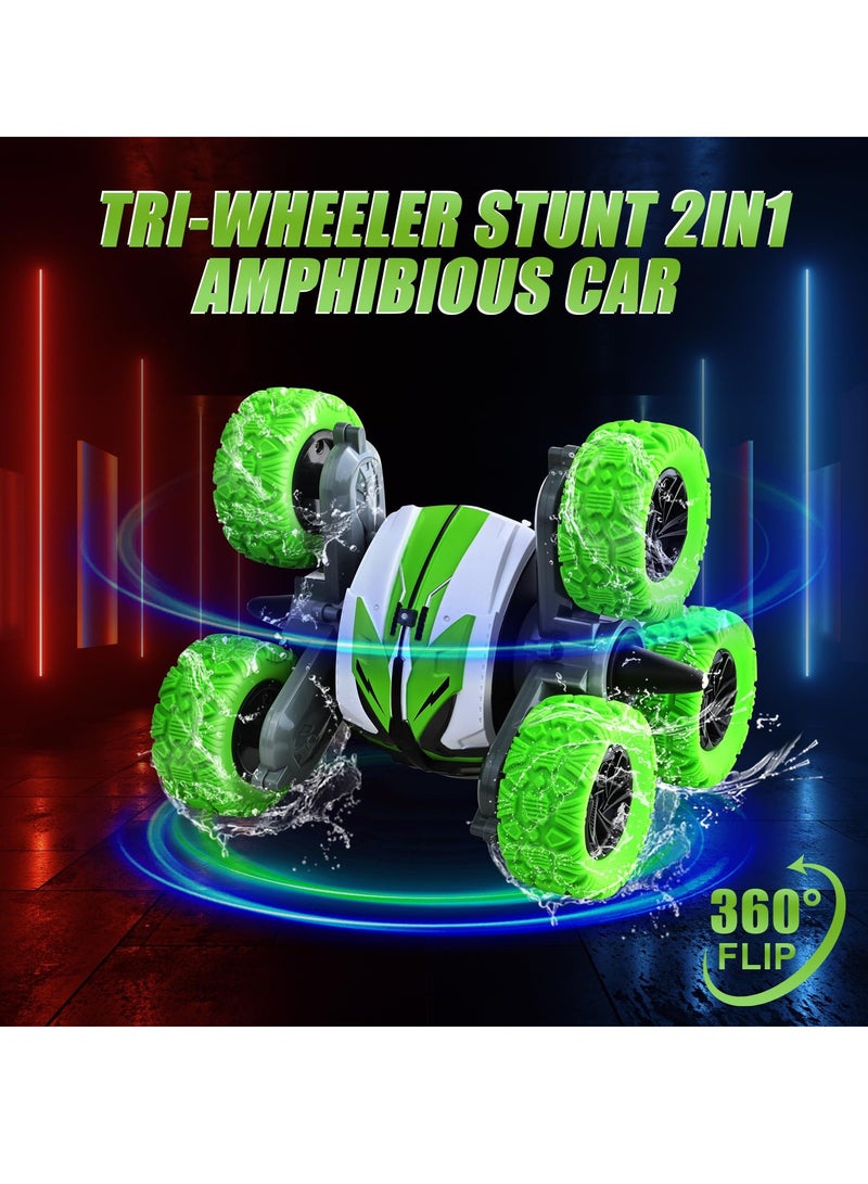 2024 Upgraded RC Car Toys Waterproof Tri Wheeler 360 Degree Spin Stunt Double Sided Driving Rechargeable Remote Control Toys for Boys Girls Age 3-14 2.4Ghz Outdoor Toys Car for Kids Birthday Gifts