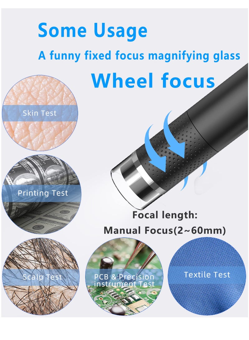 Wireless Digital Microscope, Handheld Pocket HD Fixed Focus Magnifier with LED Lights, 50x-1000x USB Magnification