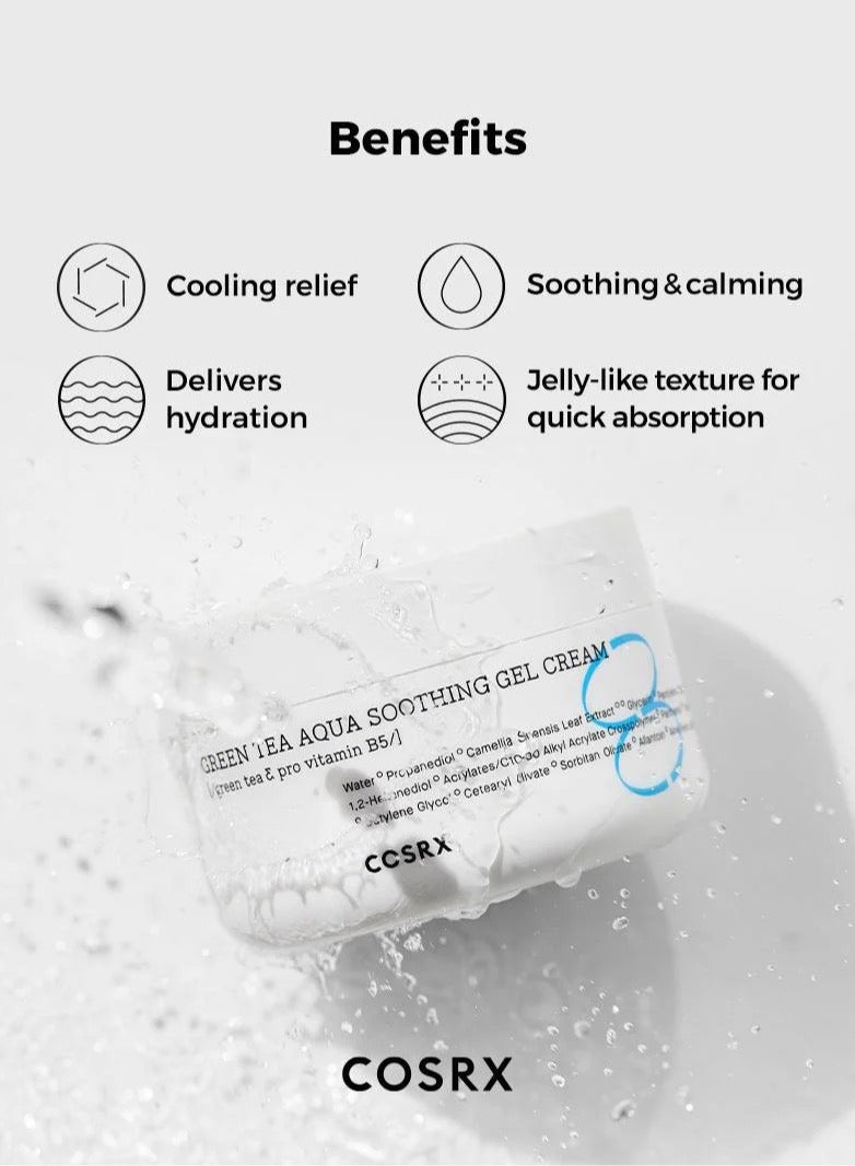 Hydrium Green Tea Aqua Soothing Gel Cream - Refreshing Moisturizer Infused with Green Tea Extract for Calming Hydration and Skin Balance 50ml