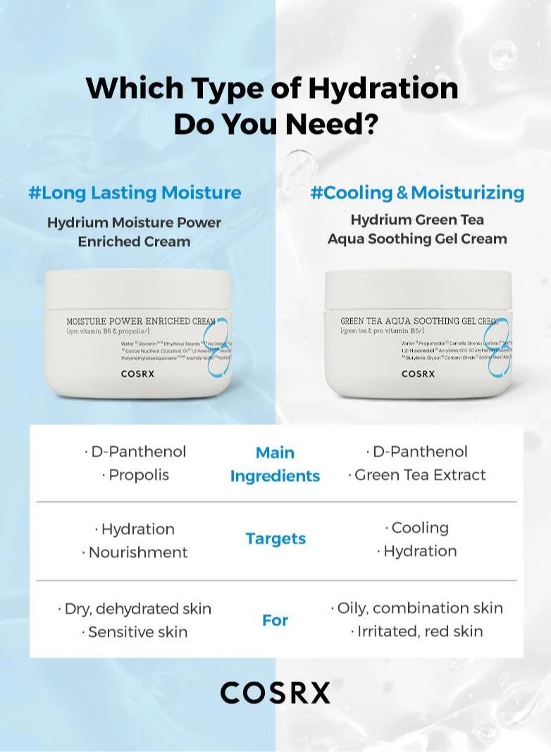 Hydrium Green Tea Aqua Soothing Gel Cream - Refreshing Moisturizer Infused with Green Tea Extract for Calming Hydration and Skin Balance 50ml