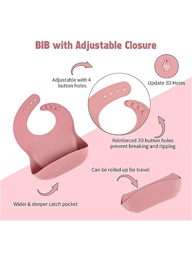 6 Piece Silicone Baby Feeding Set Pink