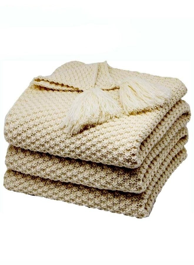 Knit Blanket Cozy Soft Blanket Machine Washable Throw Blanket for Couch Decorative Bed Blankets Off Throw Blanket 110*150CM Brown