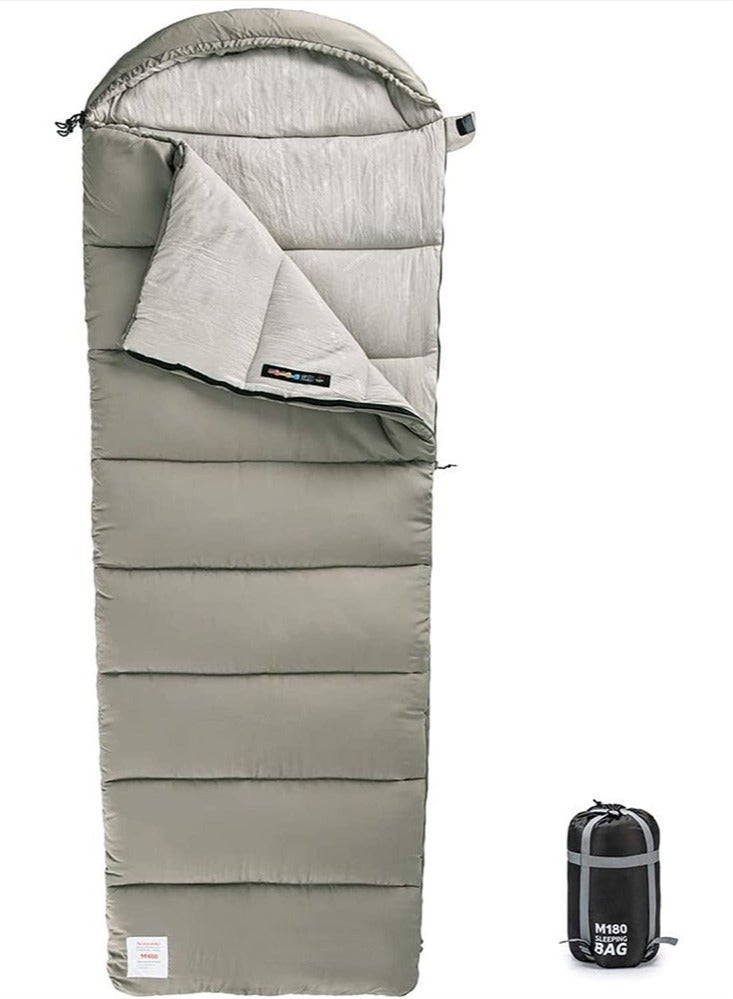 Washable Cotton Sleeping Bag 24.8-53.6°F Lightweight Sleeping Bag for Adults 3 Season Warm & Cool Weather Waterproof Sleeping Bag for Camping Traveling Outdoors (Khaki)