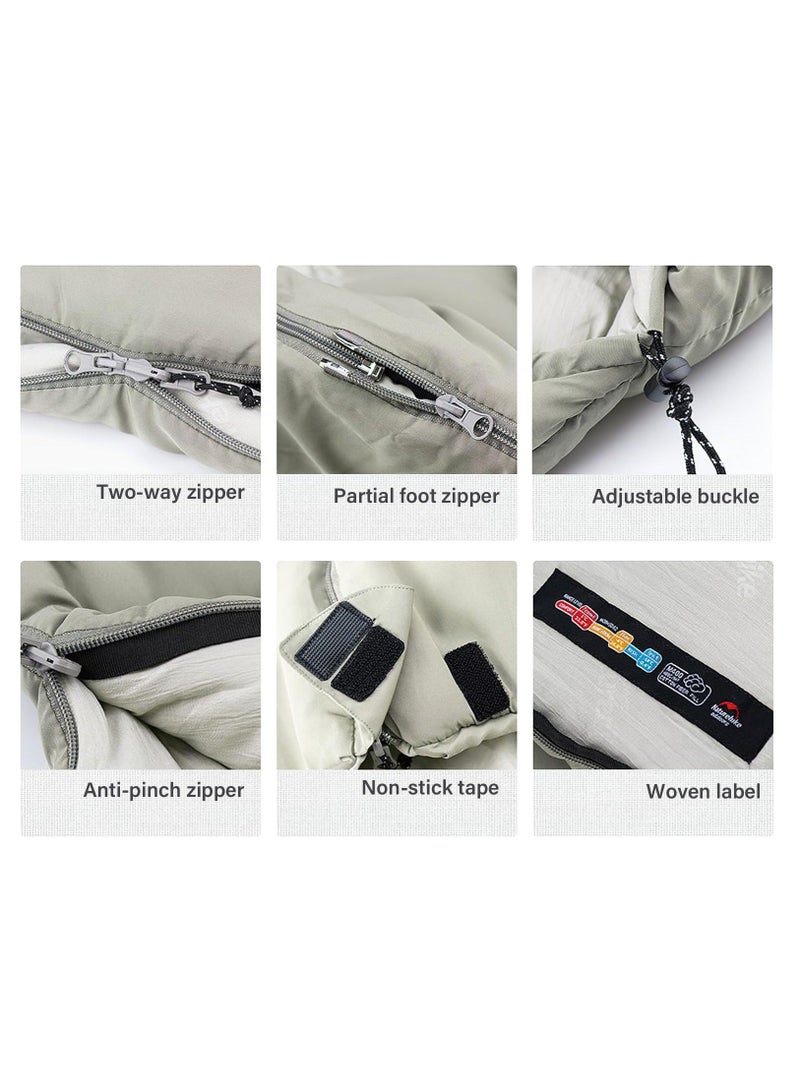 Washable Cotton Sleeping Bag 24.8-53.6°F Lightweight Sleeping Bag for Adults 3 Season Warm & Cool Weather Waterproof Sleeping Bag for Camping Traveling Outdoors (Khaki)