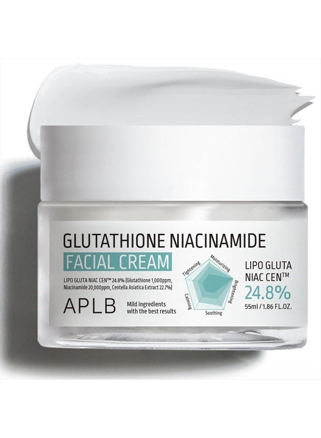 Glutathione Niacinamide Facial Cream | LIPO GLUTA NIAC CEN™ 24.8% 1.86 FL.OZ/Korean Skincare, Deep hydration, Niacinamide, Improve skin elasticity, Improve skin texture