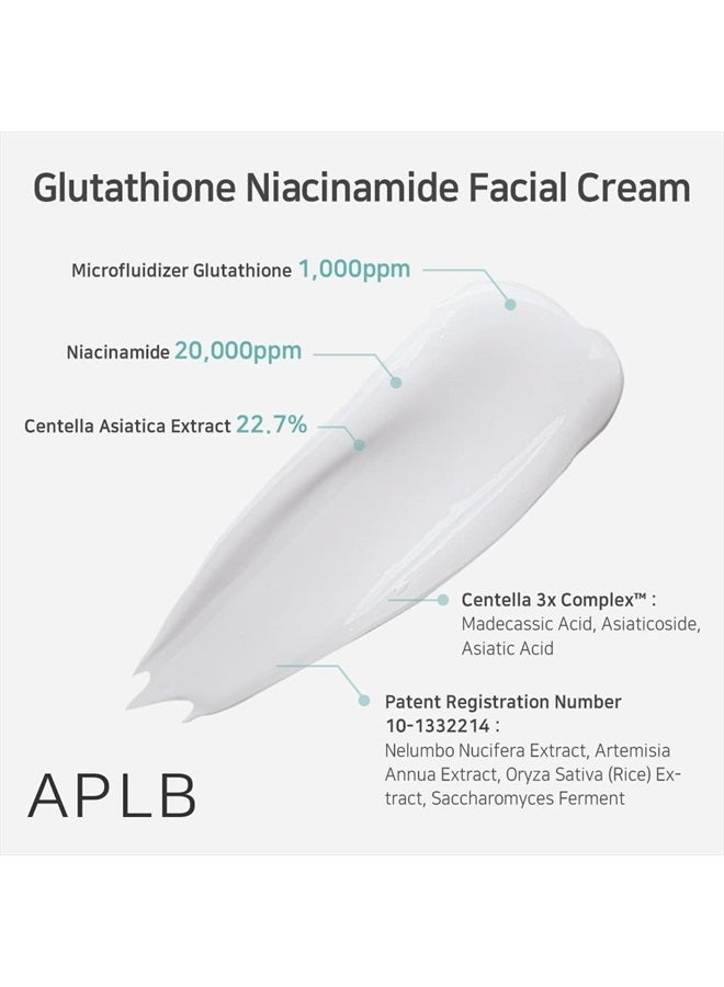 Glutathione Niacinamide Facial Cream | LIPO GLUTA NIAC CEN™ 24.8% 1.86 FL.OZ/Korean Skincare, Deep hydration, Niacinamide, Improve skin elasticity, Improve skin texture