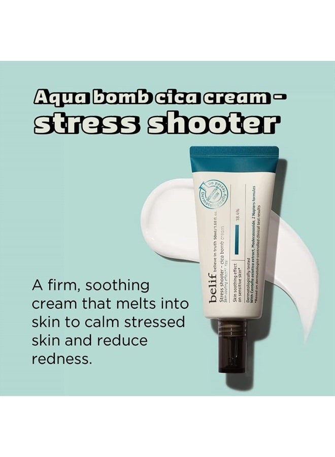 BELIF Stress Shooter AQUA BOMB Daily Facial Cica FACE CREAM Cooling 1.68 Oz 50ml