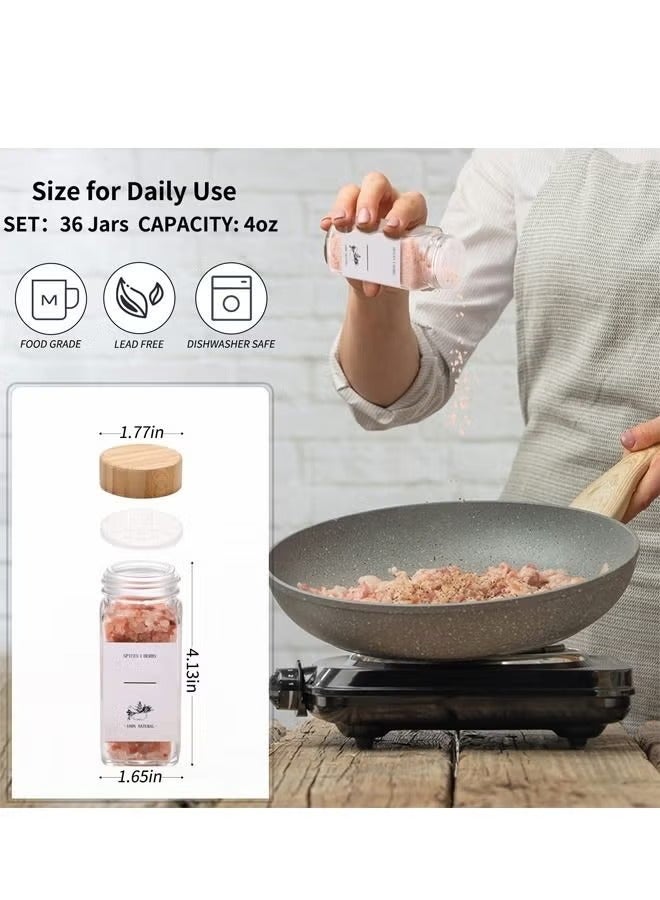 12 Pack Glass Jars with Bamboo Lids, 120ml Airtight Spice Jars Set with Extra Labels and Pen, for Dry Food Canisters, Spice, Coffee, Beans, Candy, Nuts, Herbs 12 Pack Glass Jars with Bamboo Lids, 120