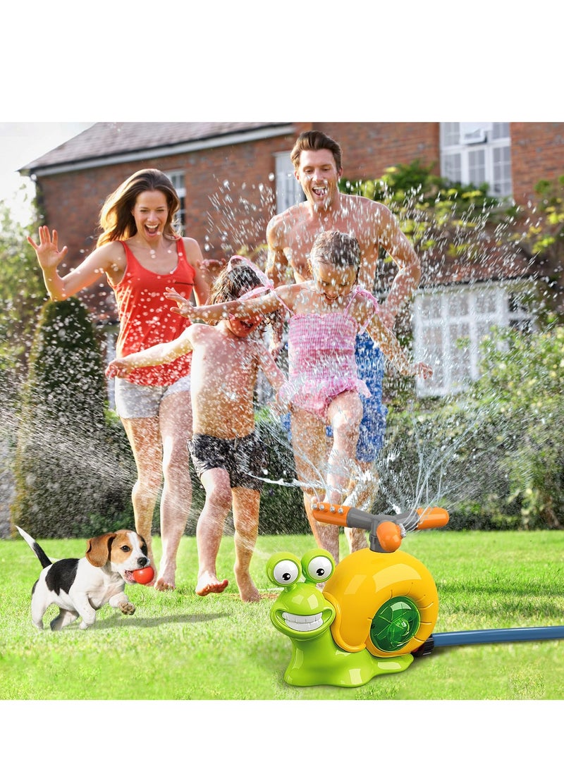 Water Sprinkler Baseball Toy for Kids Outdoor Play, 2 in 1 Snail Summer Water Game with 2 Sprinkler Heads, Summer Outside Toys, Splashing Fun Toys for Kids, 360° Roating Spray Water Baseball