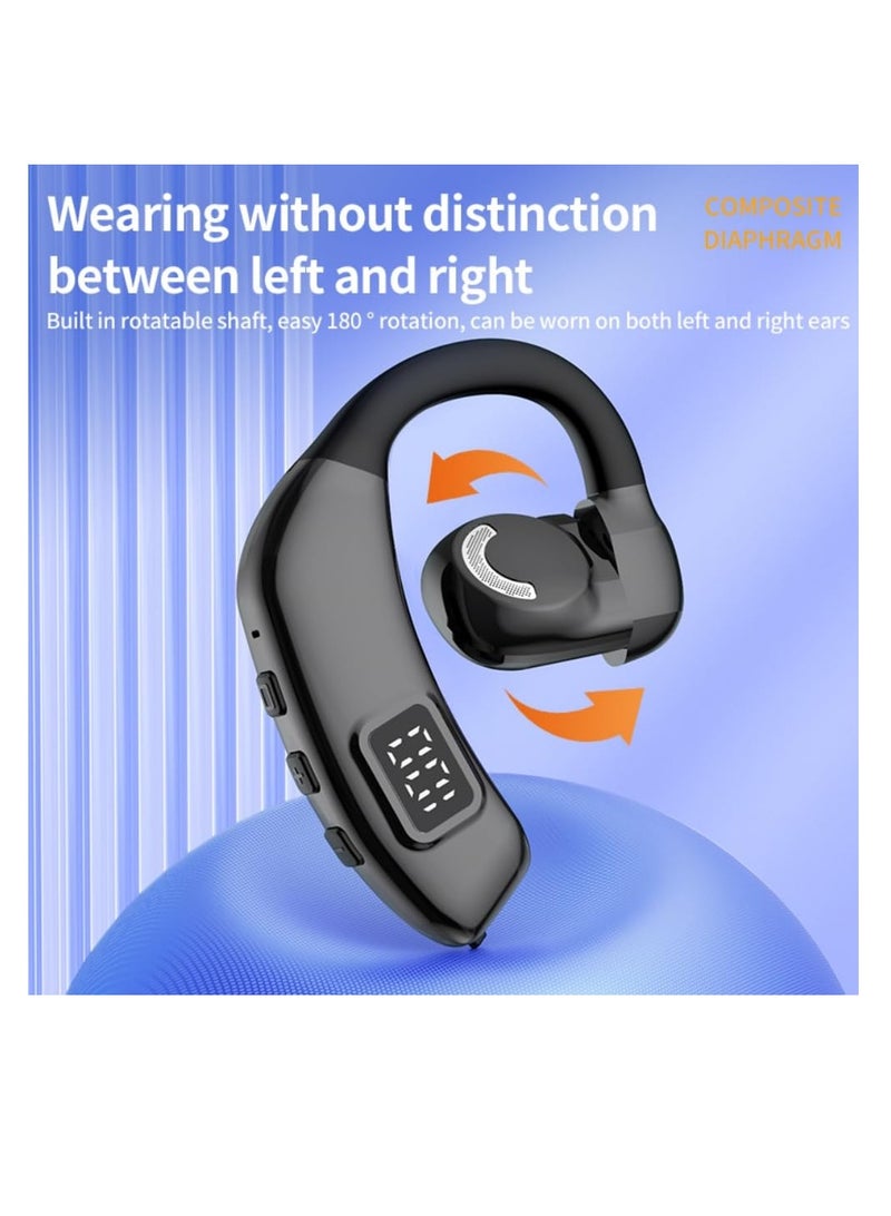 Bluetooth Headset V5.3, Wireless Handsfree Earpiece Built-in Mic Noise Cancelling, 30Hrs HD Calling, LED Display, Hands-Free Bluetooth Earphone for Driving, Business, Office, Black