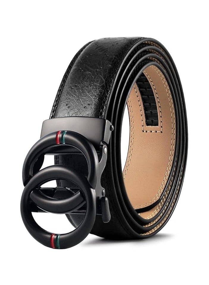 Men's Ratchet Dress Belt -Belt Men Adjustable Genuine Leather Designer Belt Size Length Can be Cut with Gift Box