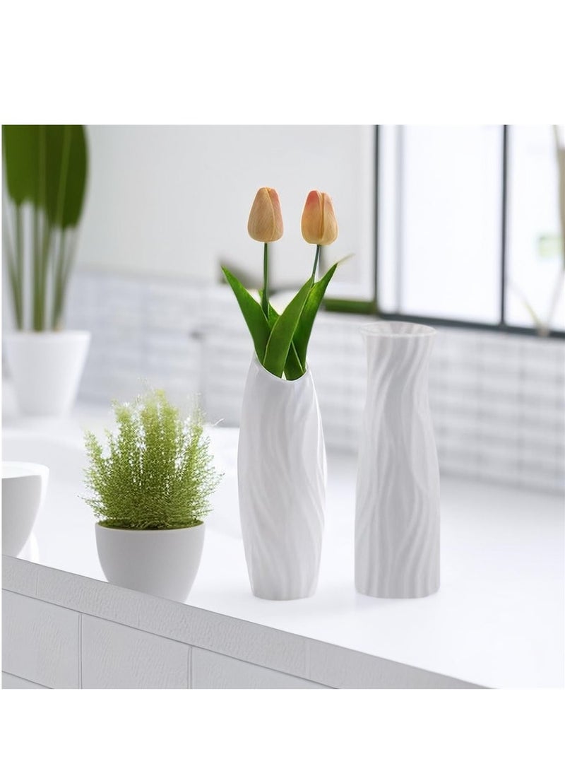 Composite Plastic Flower Vase, 10 Pack Small Tall White Floral Vase, Unbreakable Floral Vase Home Decor Centerpieces, Plastic Floral Bud Vase for Wedding Dinner Table Party Living Room Decor