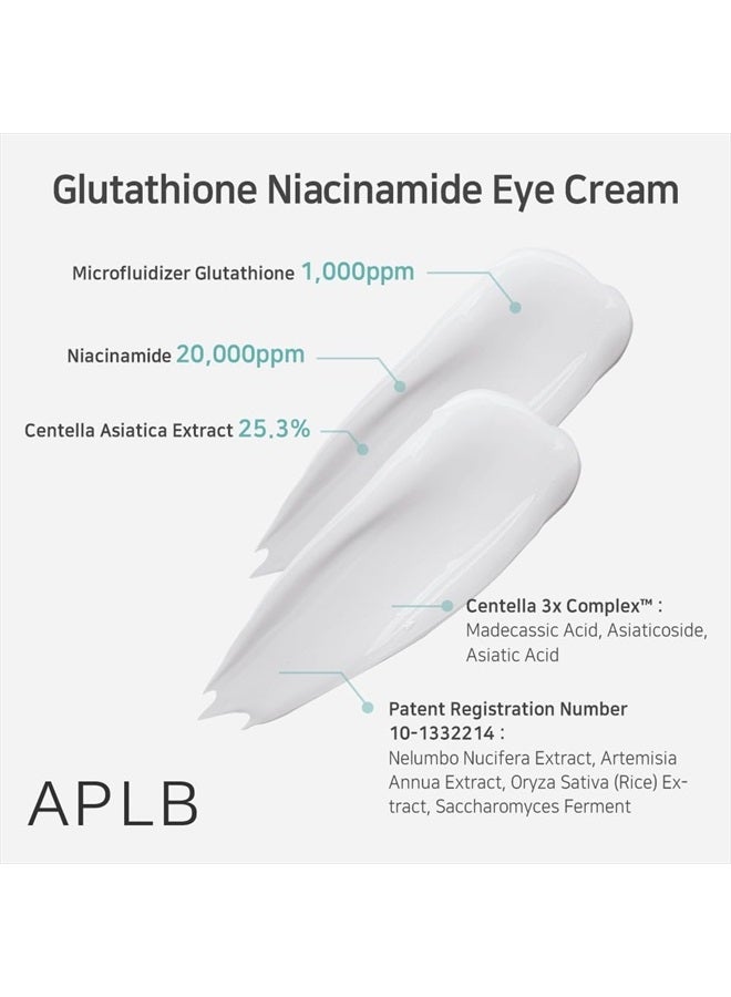 Glutathione Niacinamide Eye Cream | LIPO GLUTA NIAC CEN™ 27.4% 0.68 FL.OZ/Korean Skincare, Eye cream for dark circles and puffiness, Improve elasticity & provide moisture around eye region