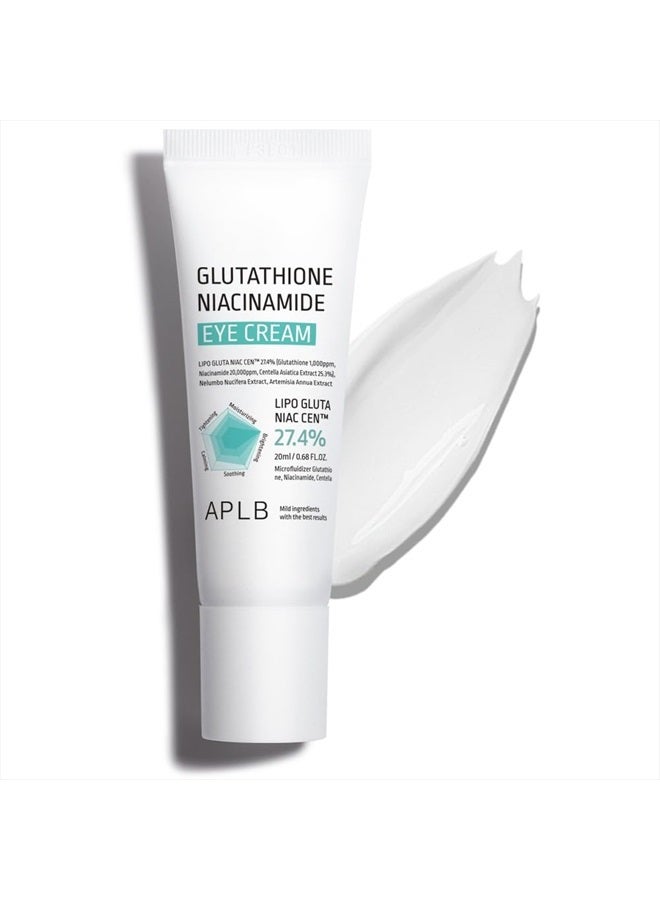 Glutathione Niacinamide Eye Cream | LIPO GLUTA NIAC CEN™ 27.4% 0.68 FL.OZ/Korean Skincare, Eye cream for dark circles and puffiness, Improve elasticity & provide moisture around eye region