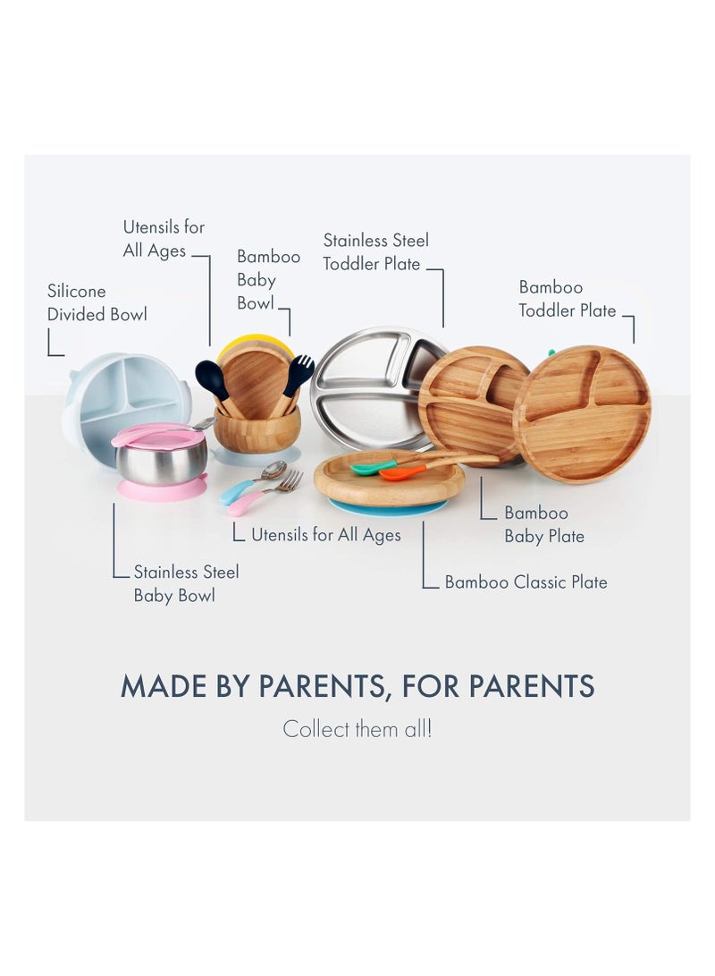 Bamboo Suction Classic Bowl + Spoon Blue Color For Baby
