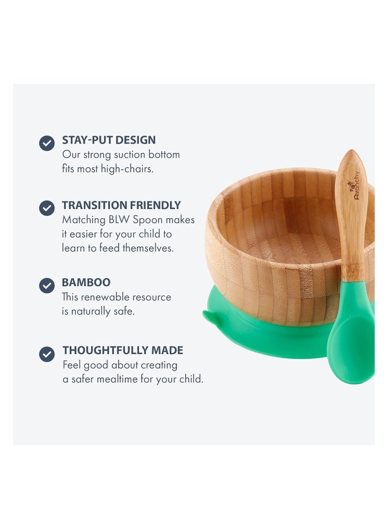 Bamboo Suction Classic Bowl + Spoon Pink Color For Baby