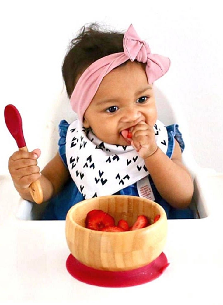 Bamboo Suction Classic Bowl + Spoon Pink Color For Baby