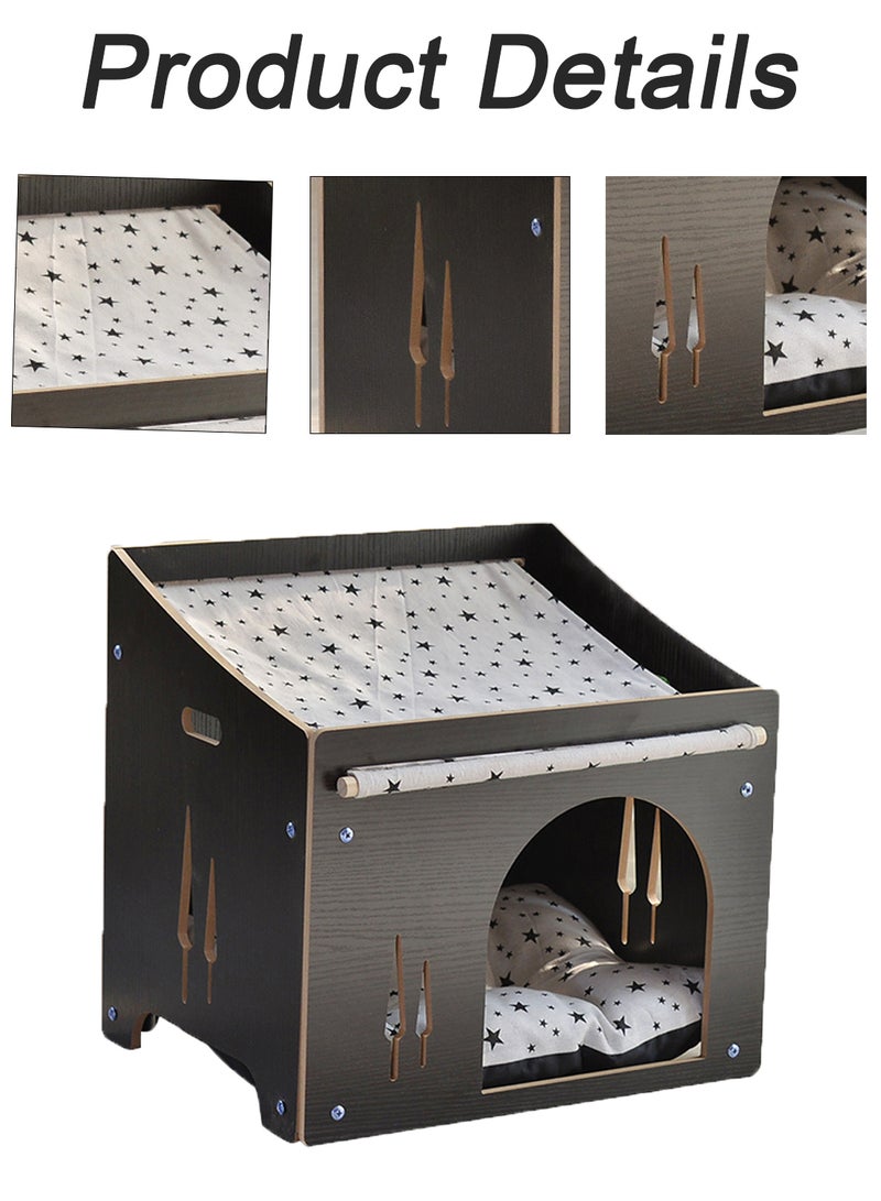 Wooden Pet House Cat Nest Universal Enclosed Cat House Hidden Cat Cave Cat Cage Cat Climbing Frame Cat Box Cabinet Cat Hideaway Wood Cabinet Indoor Pet House