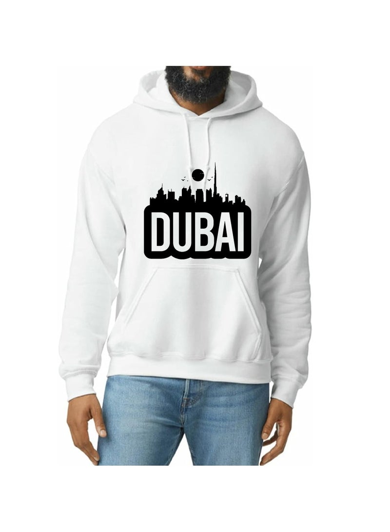 Dubai Skyline Hoodie - Soft Cotton Pullover - Casual Fashion Hoodie for Men and Women - Long Sleeve with Drawstring and Pockets - Perfect for Travel