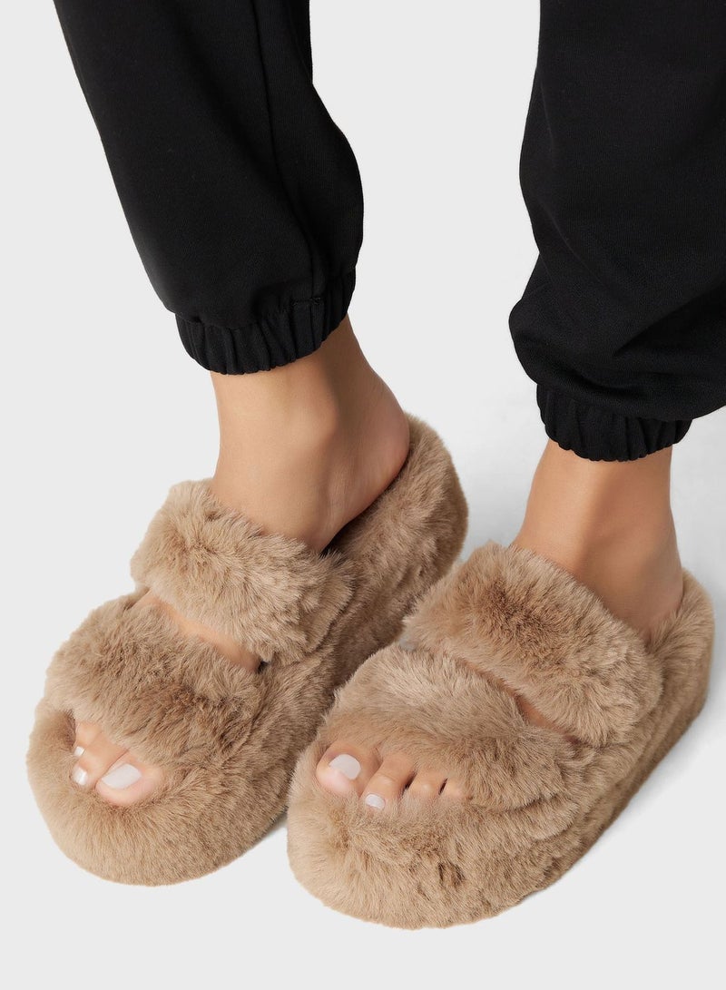 Platform Double Strap Bedroom Slipper