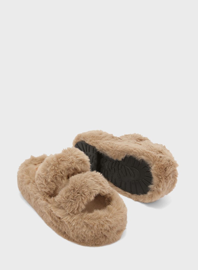 Platform Double Strap Bedroom Slipper