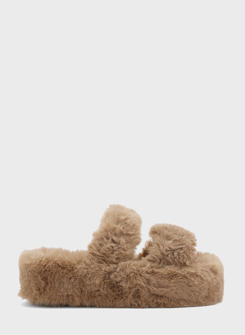 Platform Double Strap Bedroom Slipper