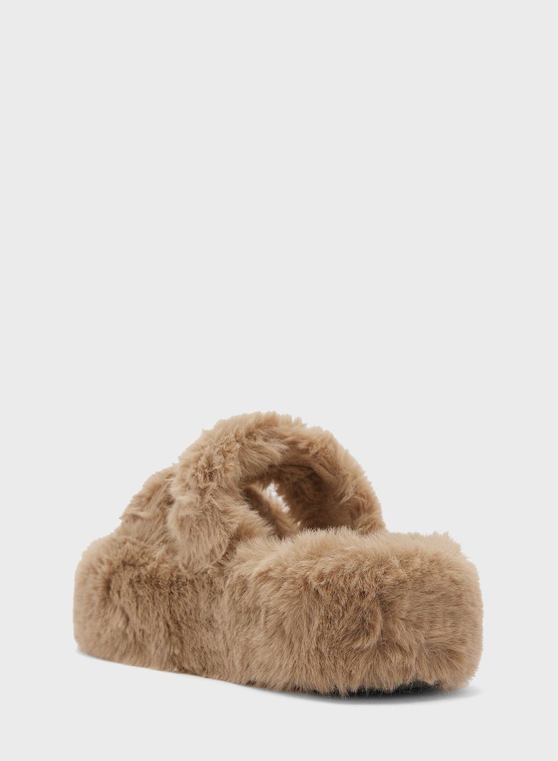 Platform Double Strap Bedroom Slipper