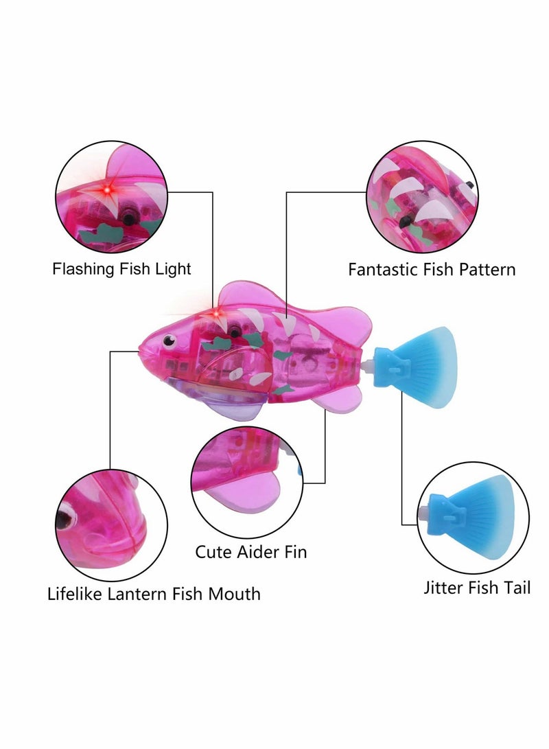 Electric Fish Toy, Creative Colorful Water Activated LED Robot Fish Toy Funny Cat Fish Toy Swimming Robot Fish Bathtub Toys Birthday Gift for Cat, Toddlers, Boys and Girls, 4 Pcs