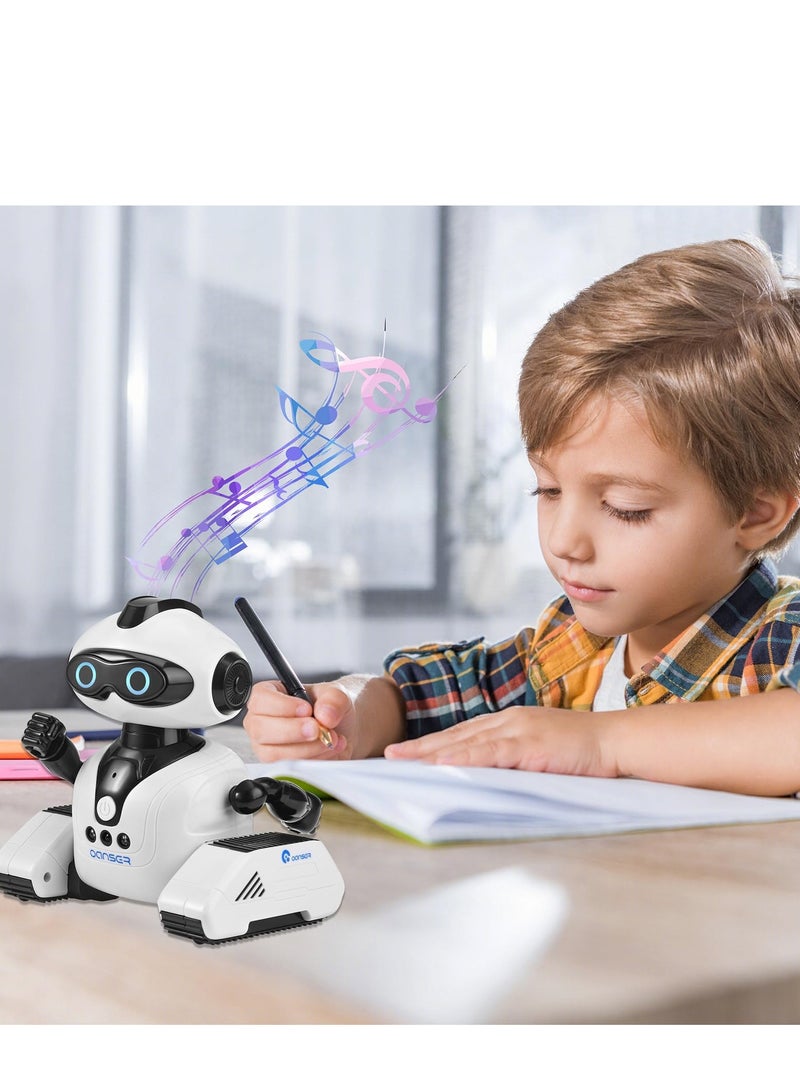 Robot Toys Rechargeable Smart Remote Control Robot with Voice Control Gesture Sensing RC Shining LED Eyes Dancing Singing Recording Repeat  Robot Gifts for Boys and Girls Age 3+