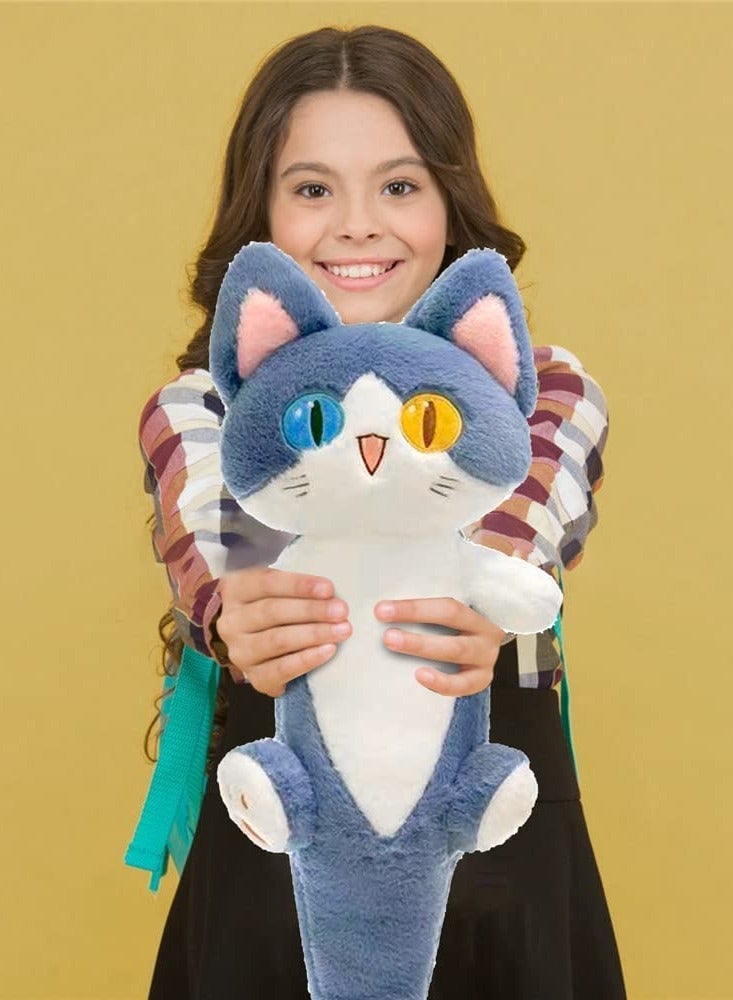 Plush Shark Cat Doll Lovely Cartoon Soft Stuffed Shark Kitten Pillow Long Throw Sleeping Pillow Doll Toy Gift for Kids Girlfriend 50cm