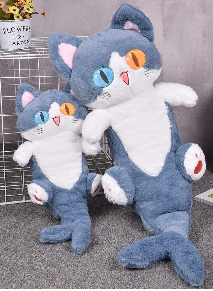 Plush Shark Cat Doll Lovely Cartoon Soft Stuffed Shark Kitten Pillow Long Throw Sleeping Pillow Doll Toy Gift for Kids Girlfriend 50cm