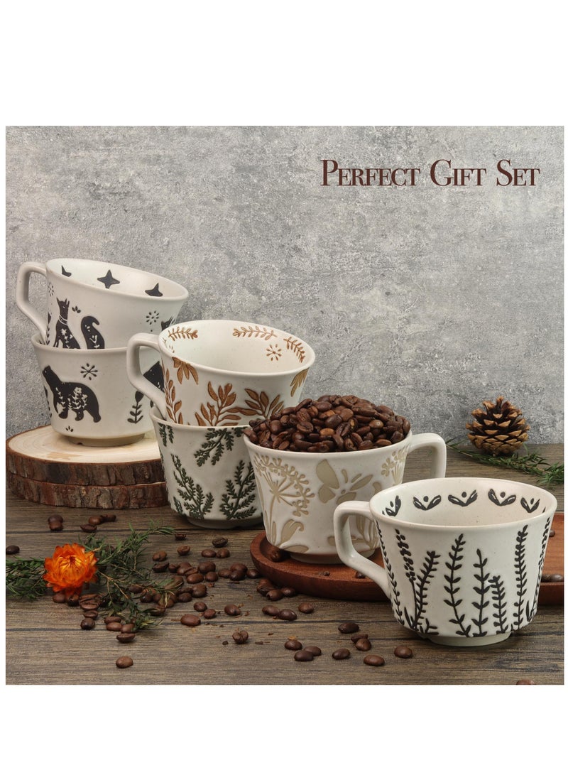 Ceramic Coffee Mug, Set of 2 11 oz Novelty Unique Tea Cups with Big Handle, Couple Mugs for Mocha Latte Cappuccino Espresso, Best Gifts for Women and Men, Fox and Bear