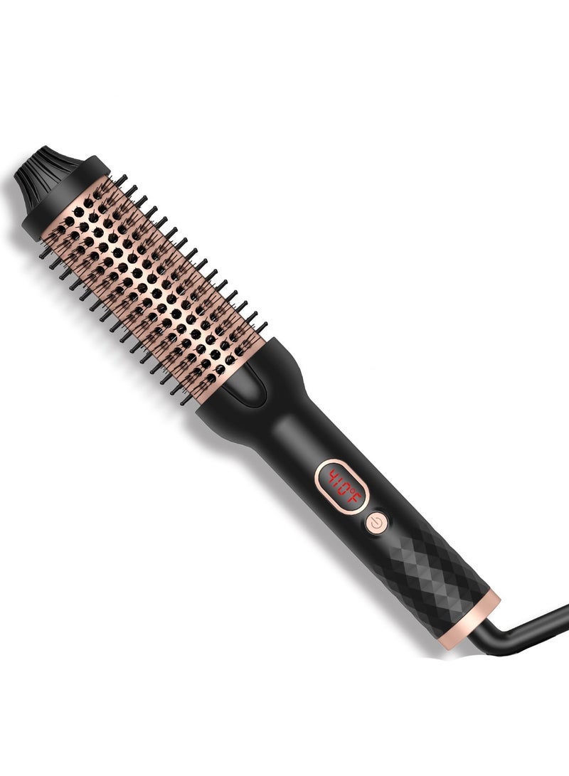 in Thermal Curling Brush with LCD Display, 10 Temperature Settings Up to 410°F, Double PTC Ceramic Tourmaline Ionic, Volumizing Heated Curling Comb, Portable Travel Curling Iron