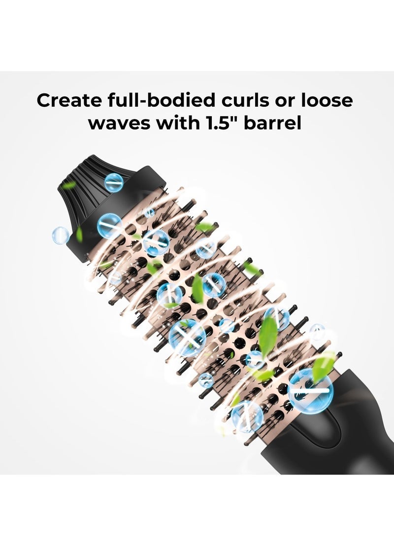 in Thermal Curling Brush with LCD Display, 10 Temperature Settings Up to 410°F, Double PTC Ceramic Tourmaline Ionic, Volumizing Heated Curling Comb, Portable Travel Curling Iron