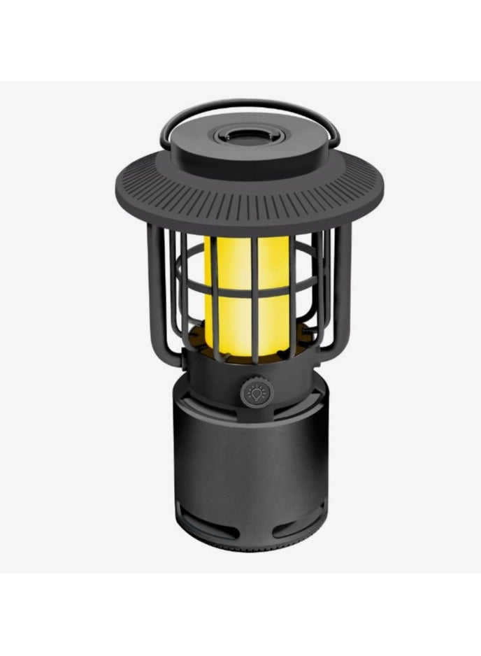 Camping lamp with speaker Black | 3.7V/1800mA Loudspeaker: 52mm45W | up to 6.5 hours playtime | up to 30 hours for lamp only