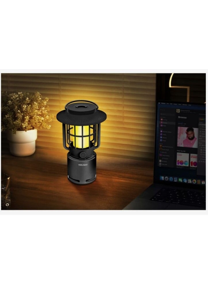 Camping lamp with speaker Black | 3.7V/1800mA Loudspeaker: 52mm45W | up to 6.5 hours playtime | up to 30 hours for lamp only