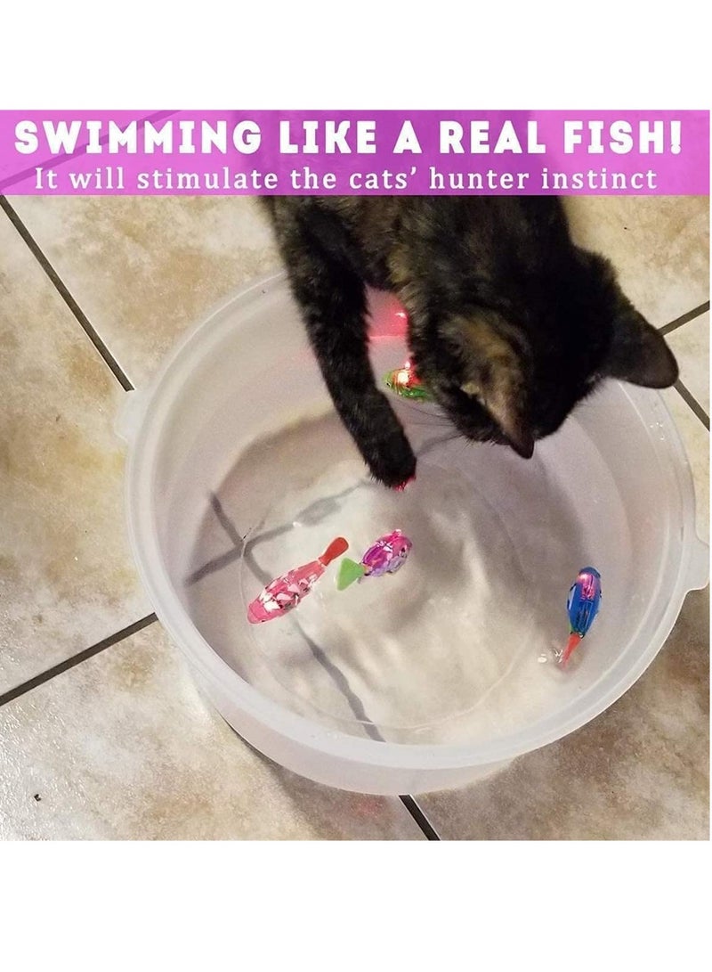 Electric Fish for Cats 5Pcs Robot Fish Cat Toy Interactive Robot Swimming Fish Toys for Cat Activated Swimming in Water with Led Light Plastic Fish Toy Gift Stimulate Cat's Hunter Instincts