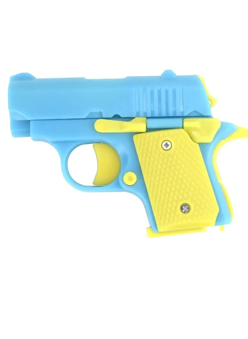 3D Printed Mini M1911 Model Toy, Portable And Elegant Stress Relief Sensory Toy, Anxiety Relief High Quality Fidget Fun Toy, Decompression Gravity Carrot Blaster For Kids, (Blue And Yellow)