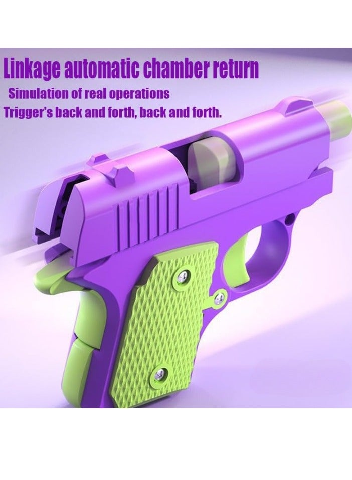 3D Printed Mini M1911 Model Toy, Portable And Elegant Stress Relief Sensory Toy, Anxiety Relief High Quality Fidget Fun Toy, Decompression Gravity Carrot Blaster For Kids, (Purple And Green)