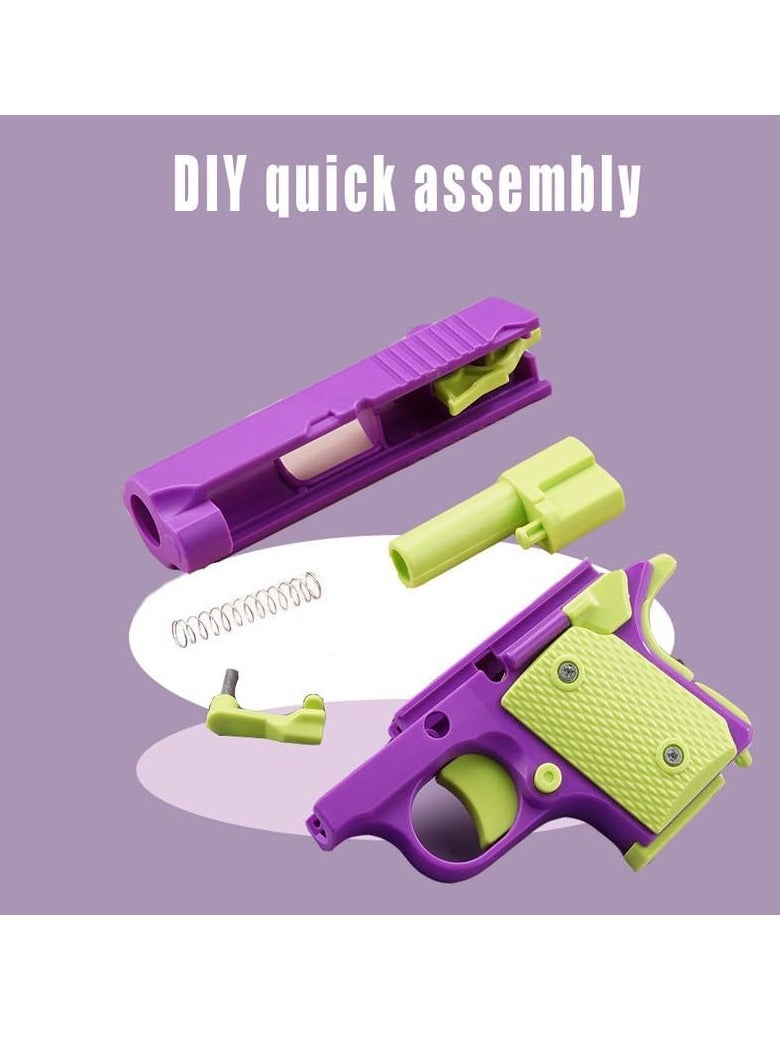 3D Printed Mini M1911 Model Toy, Portable And Elegant Stress Relief Sensory Toy, Anxiety Relief High Quality Fidget Fun Toy, Decompression Gravity Carrot Blaster For Kids, (Purple And Green)