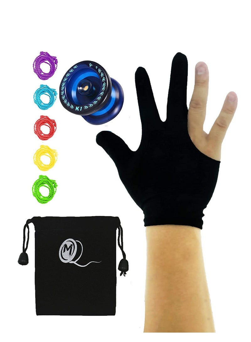 YOYO Responsive YoYo K1-Plus with YoYo Sack  5 Strings and YoYo Glove Gift Blue