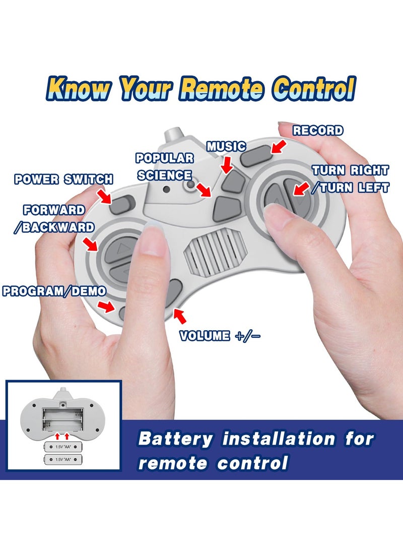 Robot Toys Rechargeable Smart Remote Control Robot with Voice Control Gesture Sensing RC Shining LED Eyes Dancing Singing Recording Repeat  Robot Gifts for Boys and Girls Age 3+