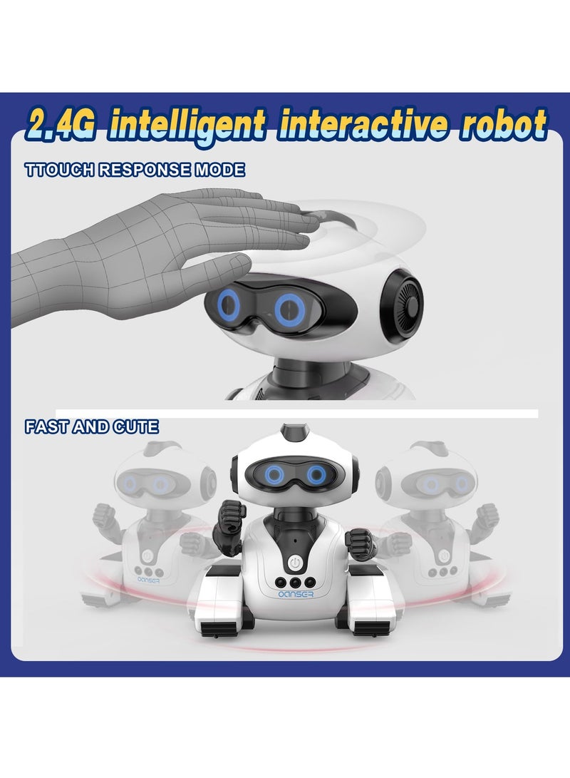 Robot Toys Rechargeable Smart Remote Control Robot with Voice Control Gesture Sensing RC Shining LED Eyes Dancing Singing Recording Repeat  Robot Gifts for Boys and Girls Age 3+