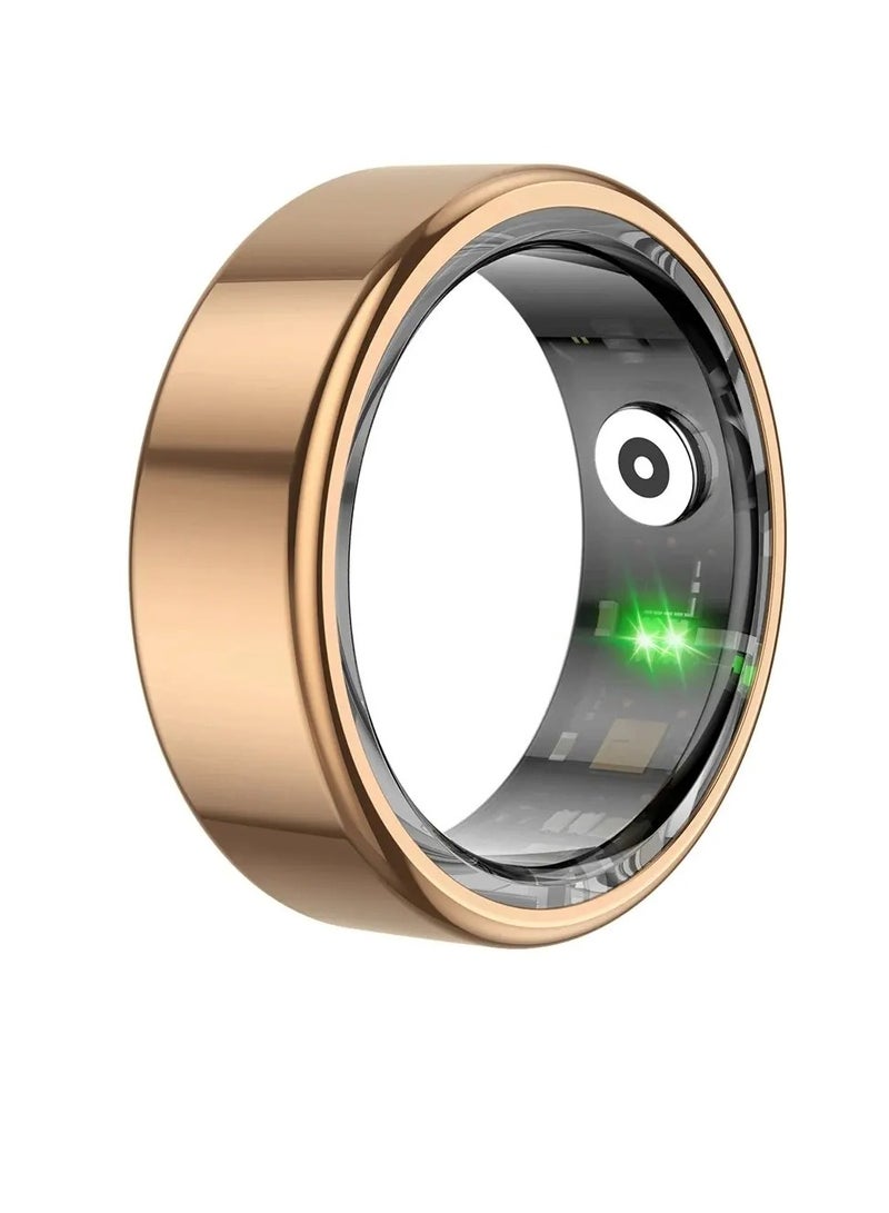 Smart Ring, Waterproof Wearable Fitness Tracker Ring, Long Battery Life Sleep Tracker Health Ring, Comfortable Bluetooth Smart Ring With Multiple Sports Modes For Men And Women, (Size 8, Gold)